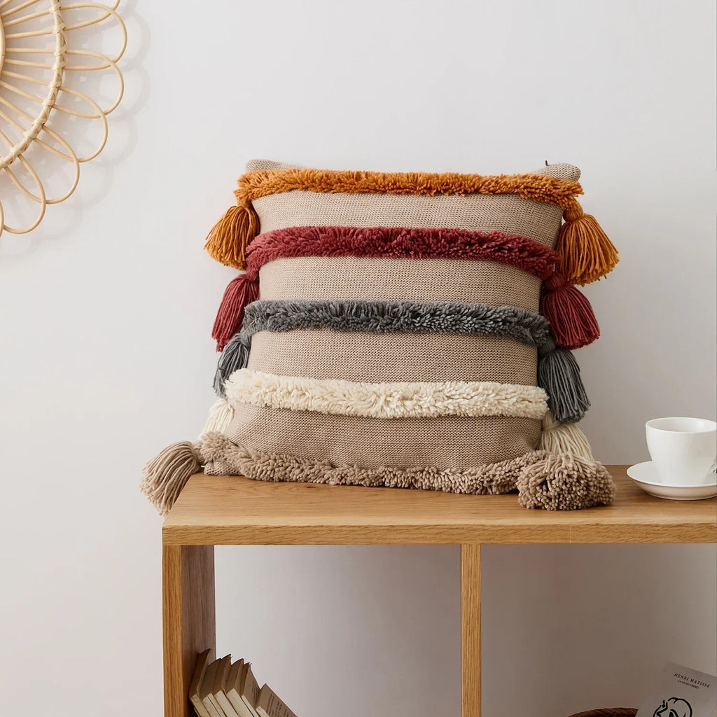 Elegancka Poszewka Boho z Prążkowanym Deseniem