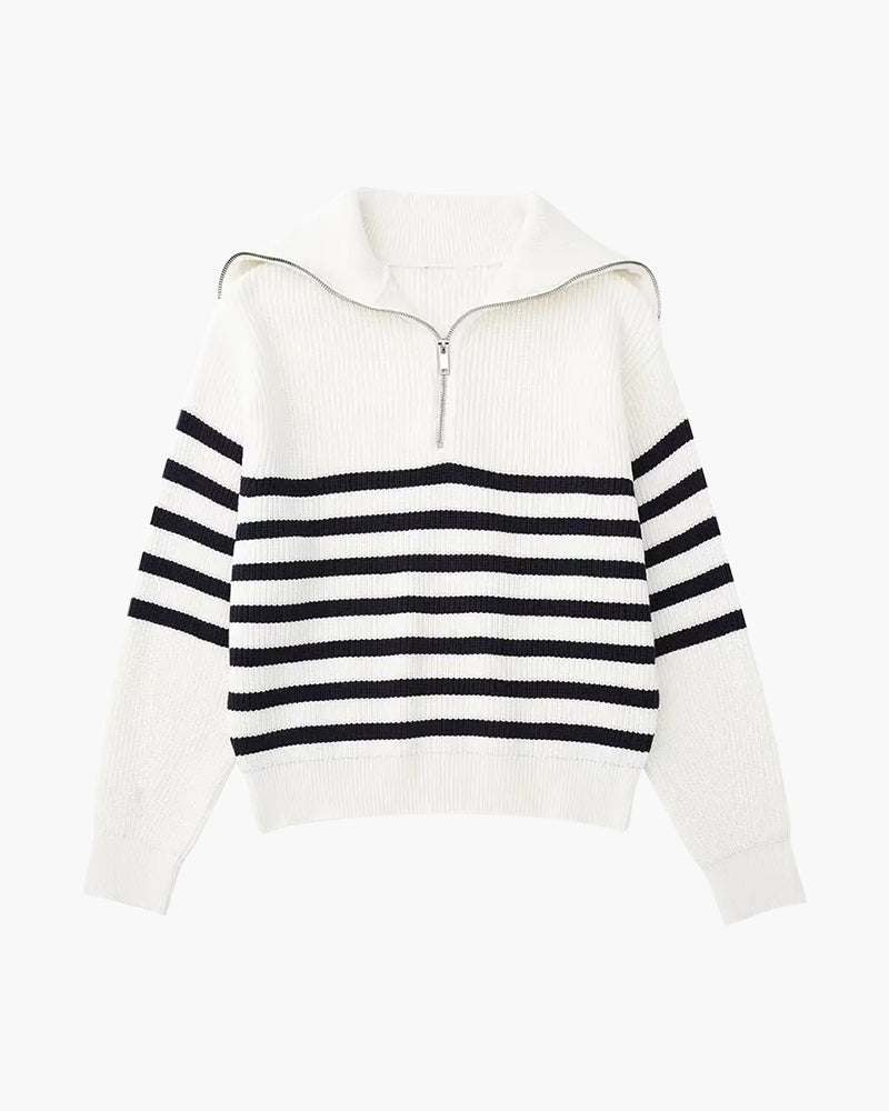 Sweter w Paski z Zippem