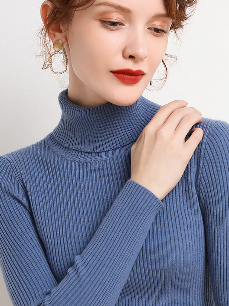 YARA | Damski Sweter z Golfem w Prążki