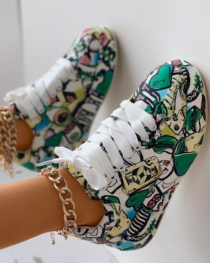 Mila | Kobiece Sneakersy w Stylu Graffiti