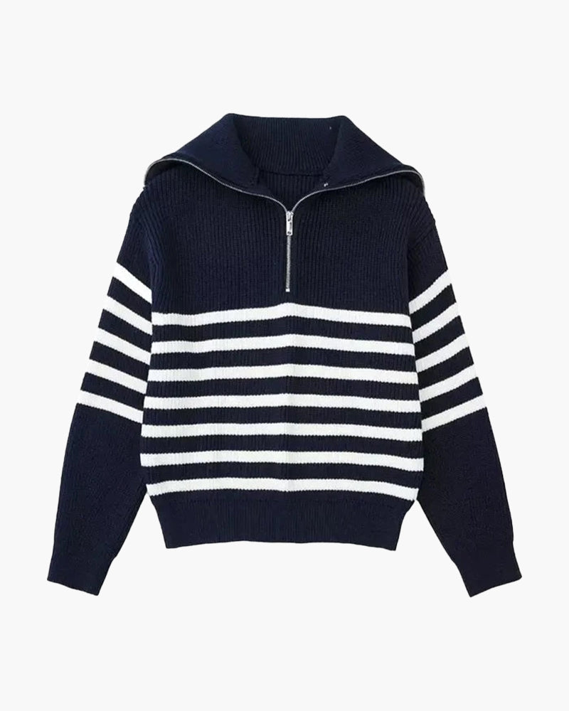 Sweter w Paski z Zippem