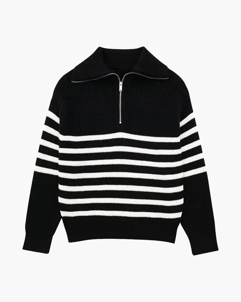 Sweter w Paski z Zippem