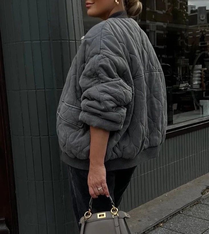 Damska Pikowana Kurtka Bomber - Casual Styl