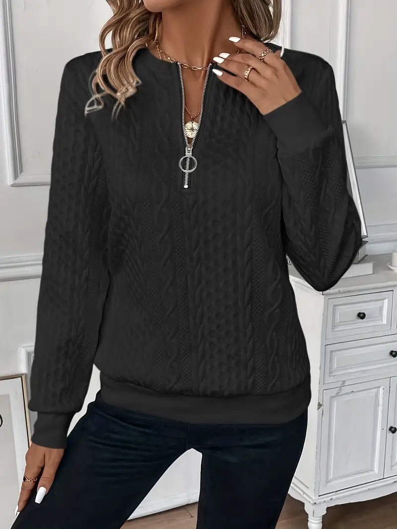 TAMARA - Elegancki Sweter Damski z Pół-Zipem