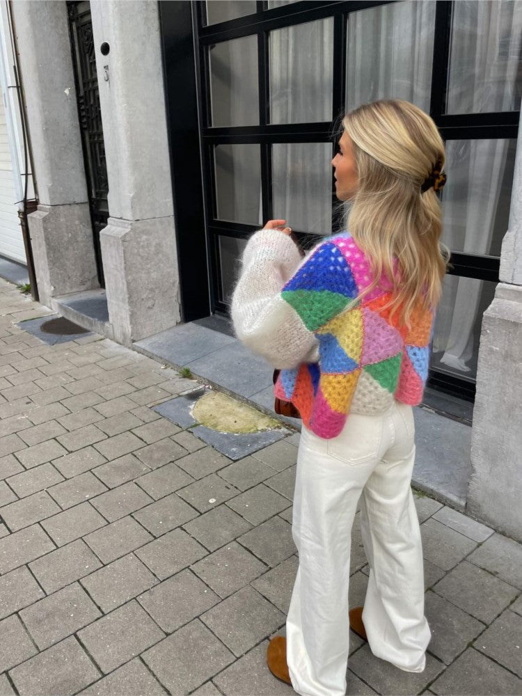 Lotte | Kardigan w kolorowy patchwork