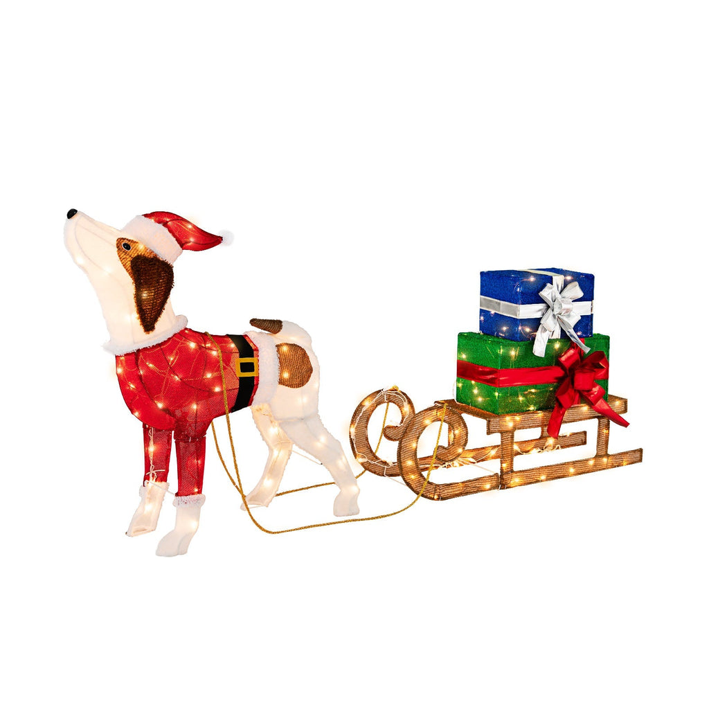 FestivePaws – Świąteczne Psie Sanki z Oświetleniem i Dekoracją Prezentów
