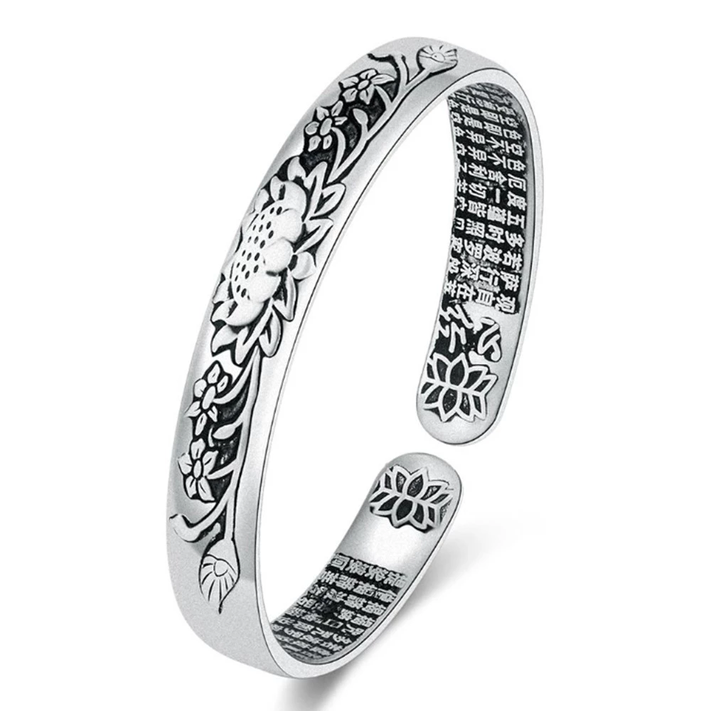 Silver Lotus Serenity Bracelet