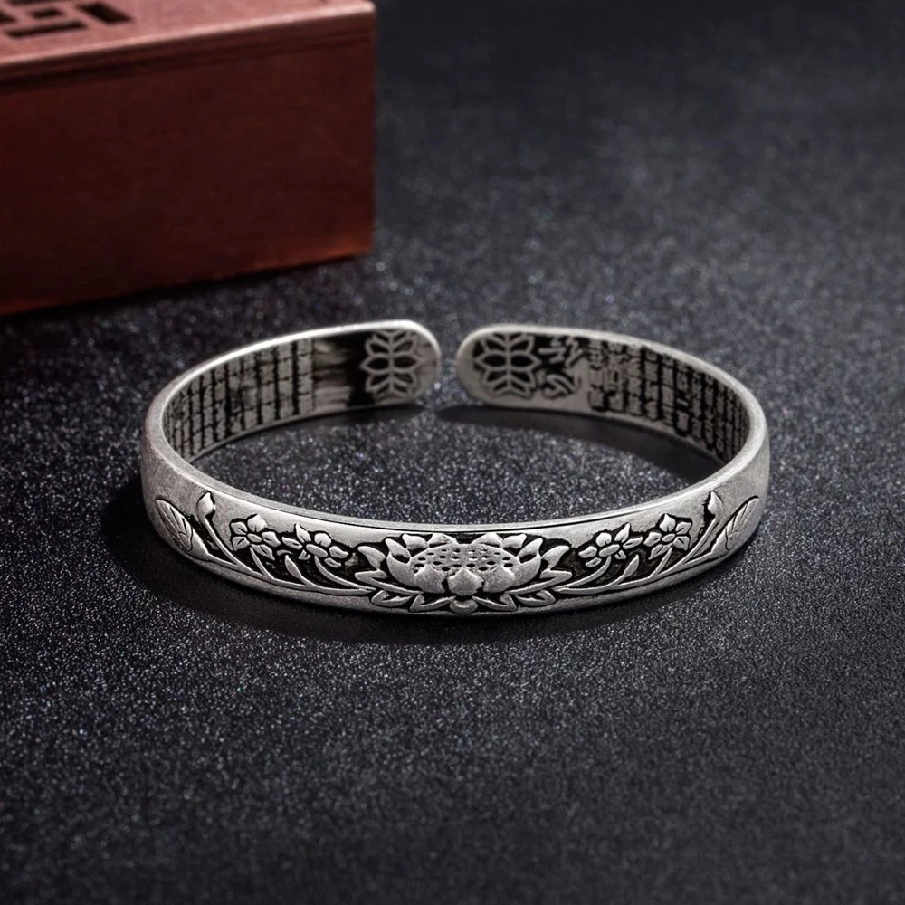 Silver Lotus Serenity Bracelet