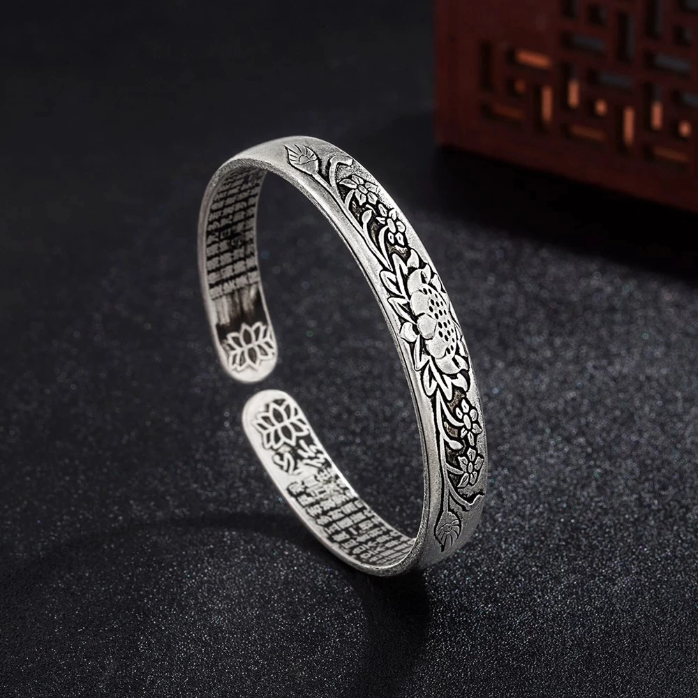 Silver Lotus Serenity Bracelet