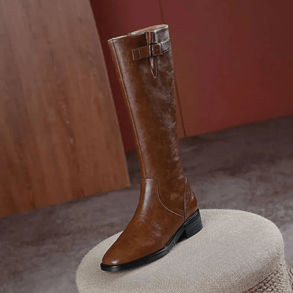 Mason | Damskie Retro Kozaki do Kolan – Stylowe z Grubym Obcasem i Kwadratowym Noskiem