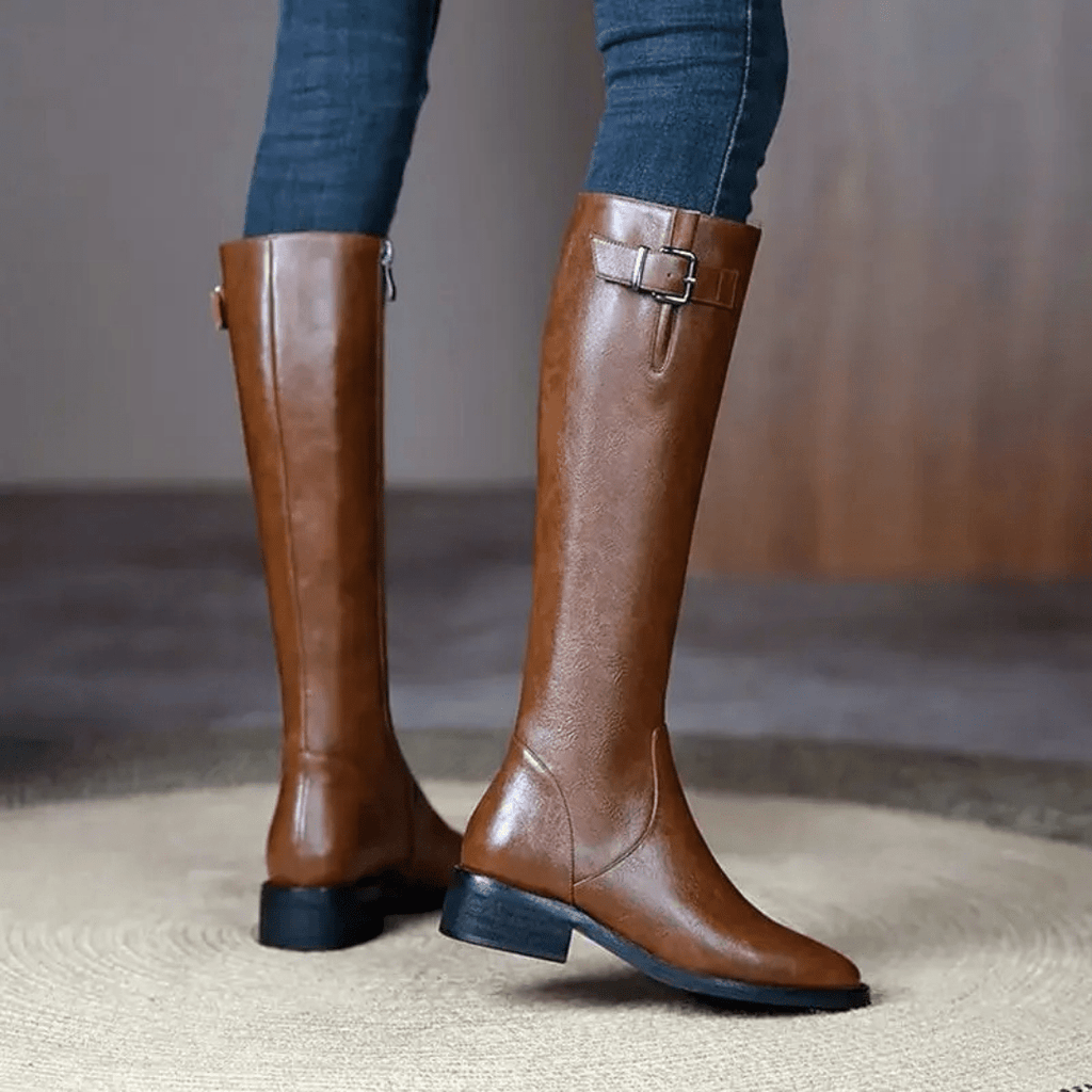 Mason | Damskie Retro Kozaki do Kolan – Stylowe z Grubym Obcasem i Kwadratowym Noskiem
