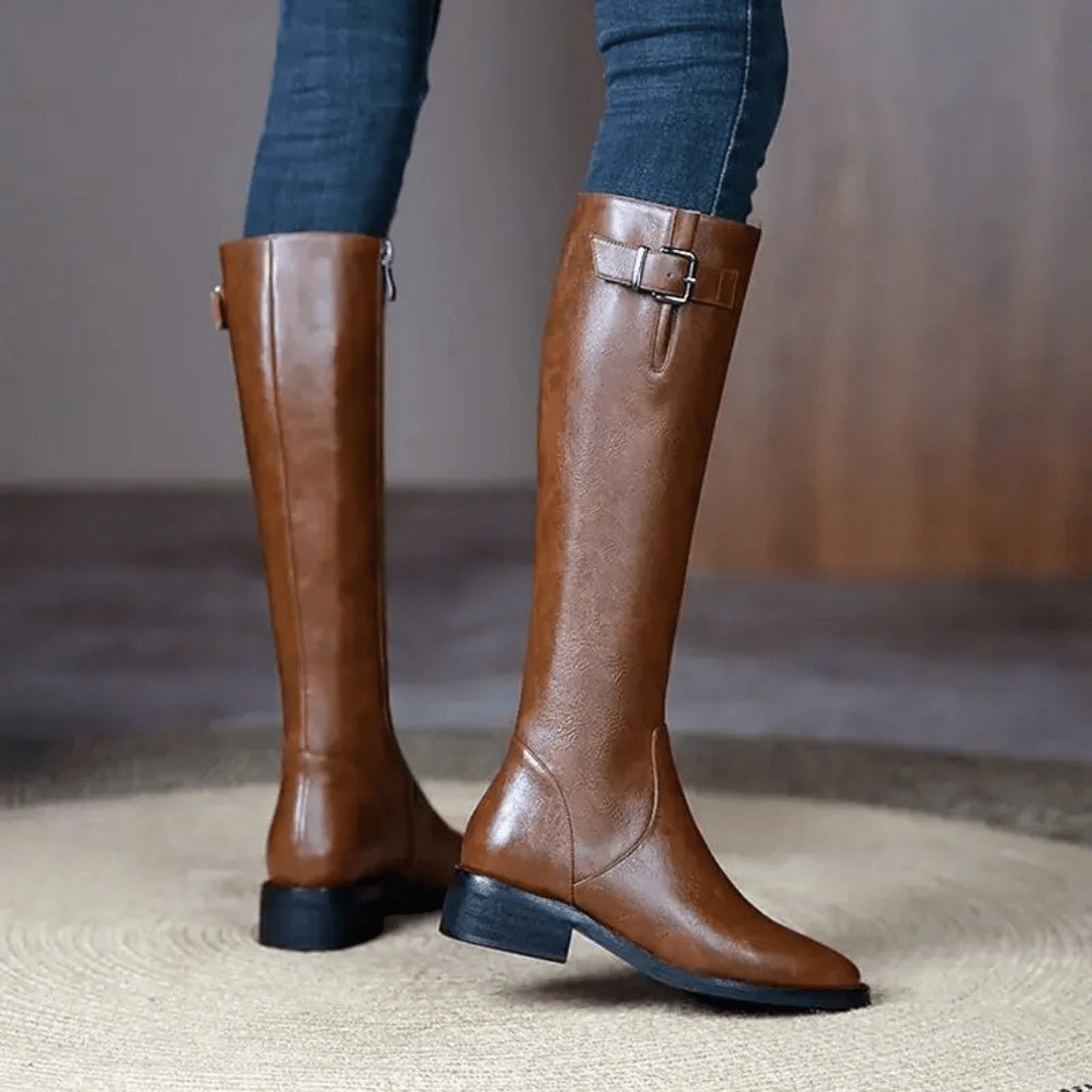 Mason | Damskie Retro Kozaki do Kolan – Stylowe z Grubym Obcasem i Kwadratowym Noskiem