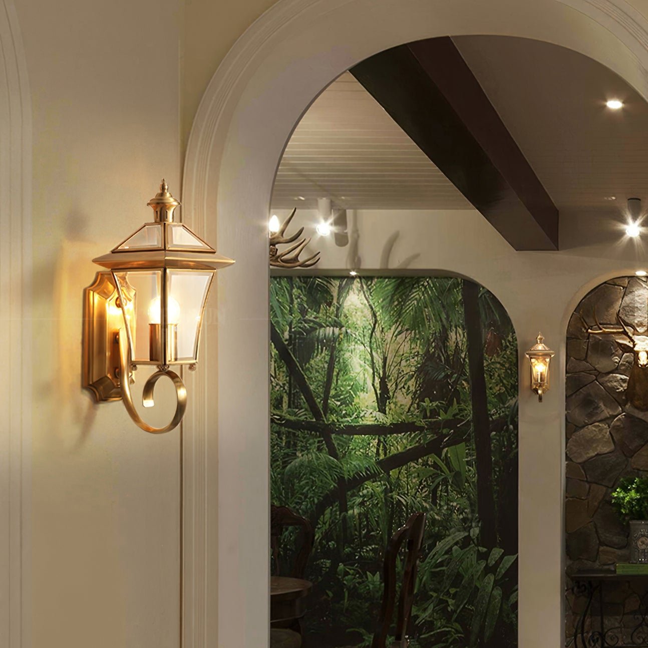 Olivara - Retro Mosiężna Lampa Ścienna do Użytku Zewnętrznego