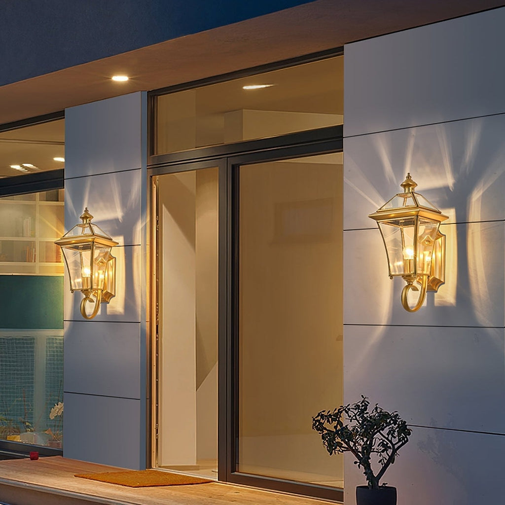 Olivara - Retro Mosiężna Lampa Ścienna do Użytku Zewnętrznego