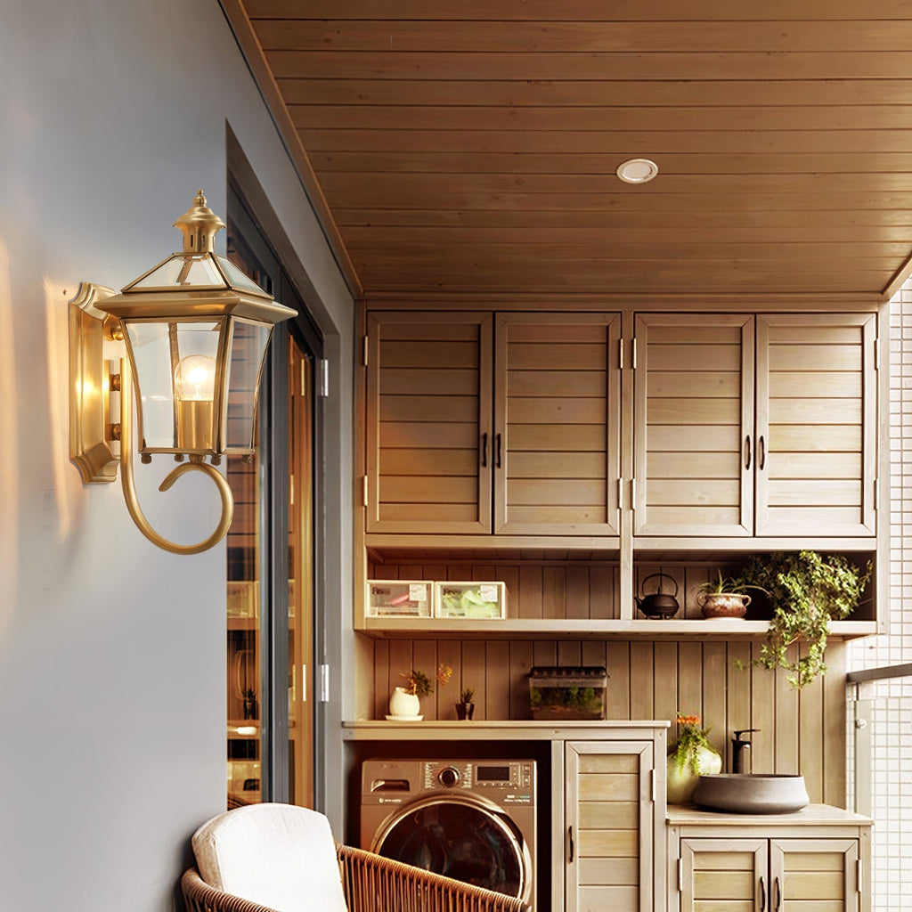 Olivara - Retro Mosiężna Lampa Ścienna do Użytku Zewnętrznego