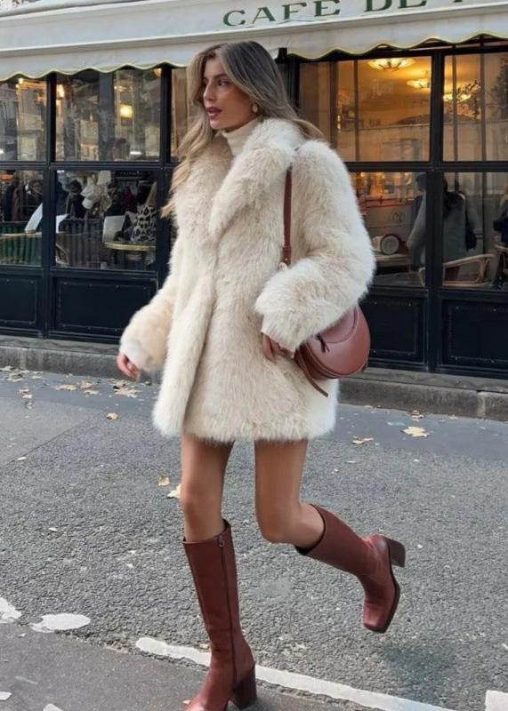 Stylowy Zimowy Płaszcz Damski z Sztucznego Futra - Luksusowe Ciepło i Elegancja