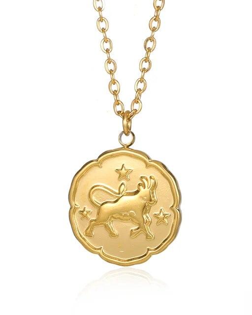 Złoty Naszyjnik z Motywem Zodiaku