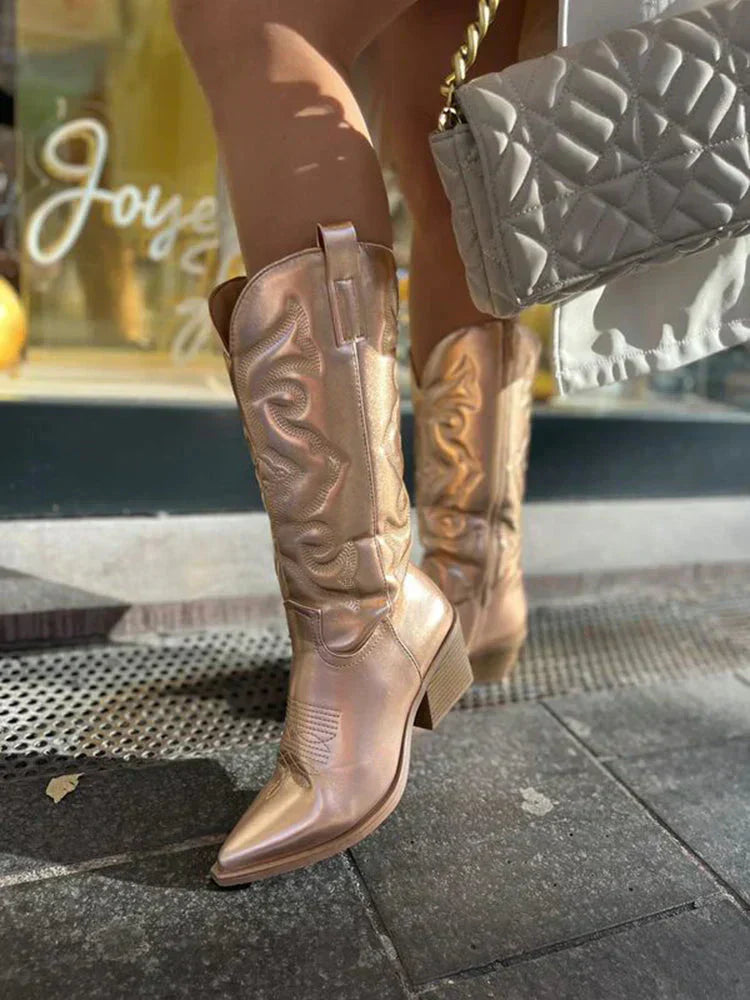 CAIT | Eleganckie metaliczne botki damskie