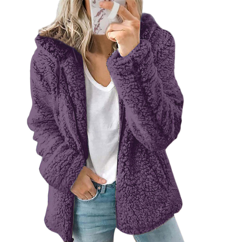 W&W Moda Damska | Elegancki Płaszcz z Pluszowego Fleece: Miękki Płaszcz z Kieszeniami i Zapięciem na Zamek