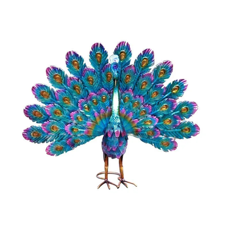 VibrantFeather | Ręcznie Wykonana Rzeźba Pawia do Dekoracji Ogrodu