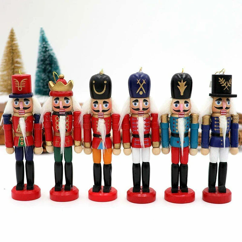HoutPracht | Zestaw 6 Mini Ornamentów w Kształcie Dziadków do Orzechów