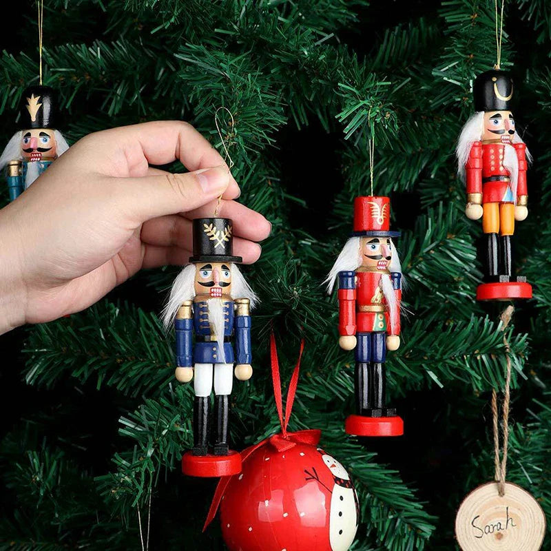 HoutPracht | Zestaw 6 Mini Ornamentów w Kształcie Dziadków do Orzechów