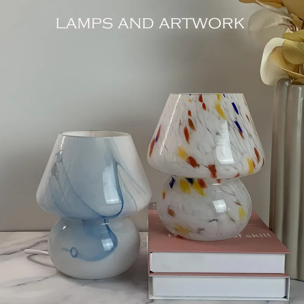 Elegancka szklana lampa w kształcie grzyba - LumiMush
