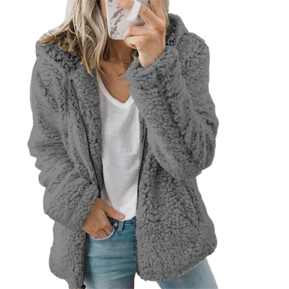 W&W Moda Damska | Elegancki Płaszcz z Pluszowego Fleece: Miękki Płaszcz z Kieszeniami i Zapięciem na Zamek