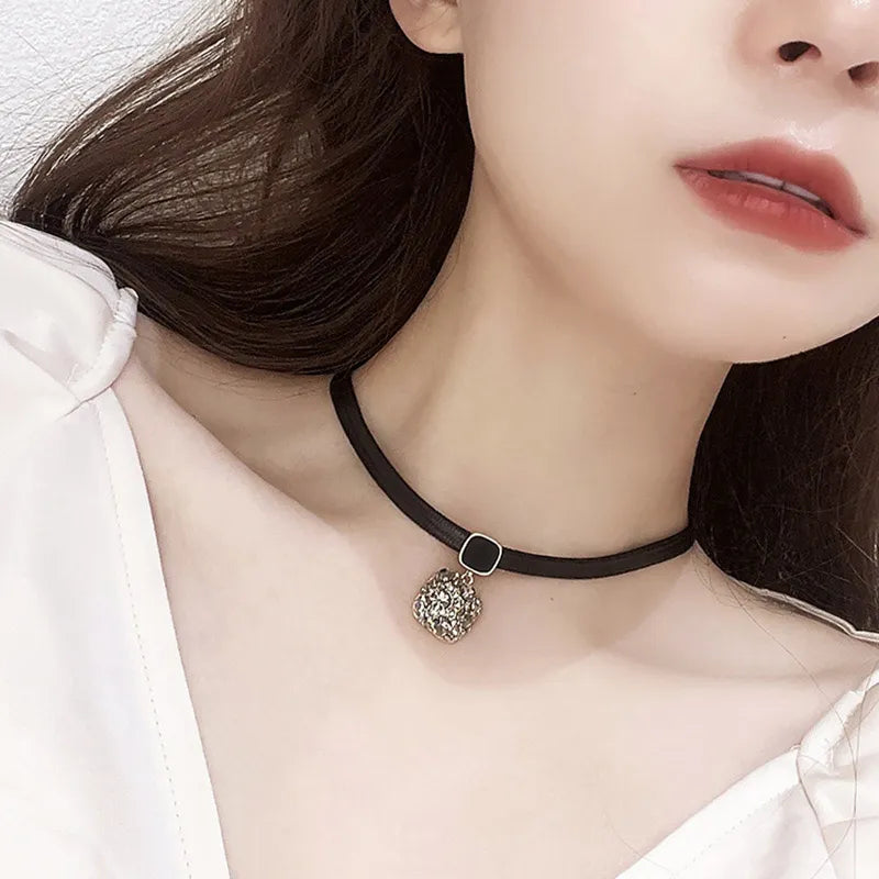 Geometric Necklace with Crystals