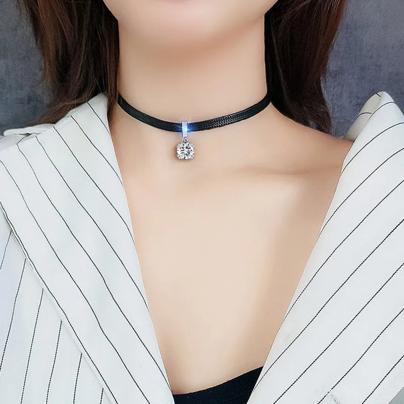 Geometric Necklace with Crystals