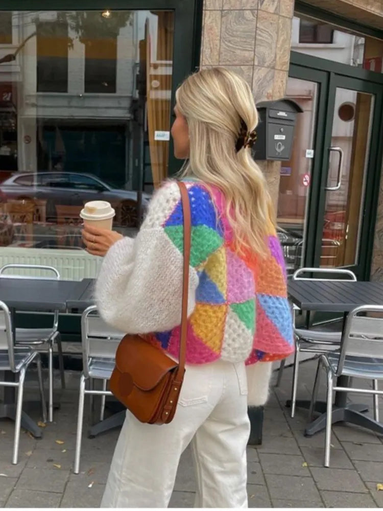 Lina | Damski sweter w paski z otwartym przodem