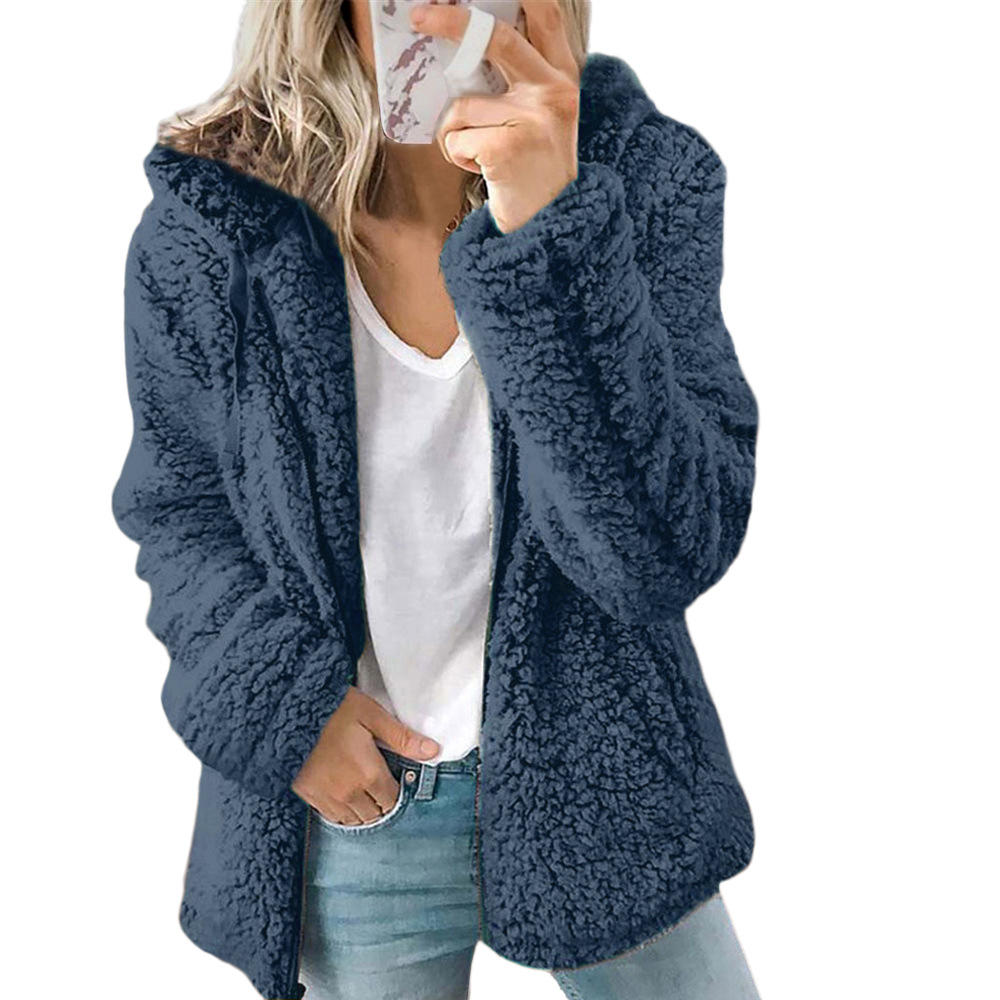 W&W Moda Damska | Elegancki Płaszcz z Pluszowego Fleece: Miękki Płaszcz z Kieszeniami i Zapięciem na Zamek