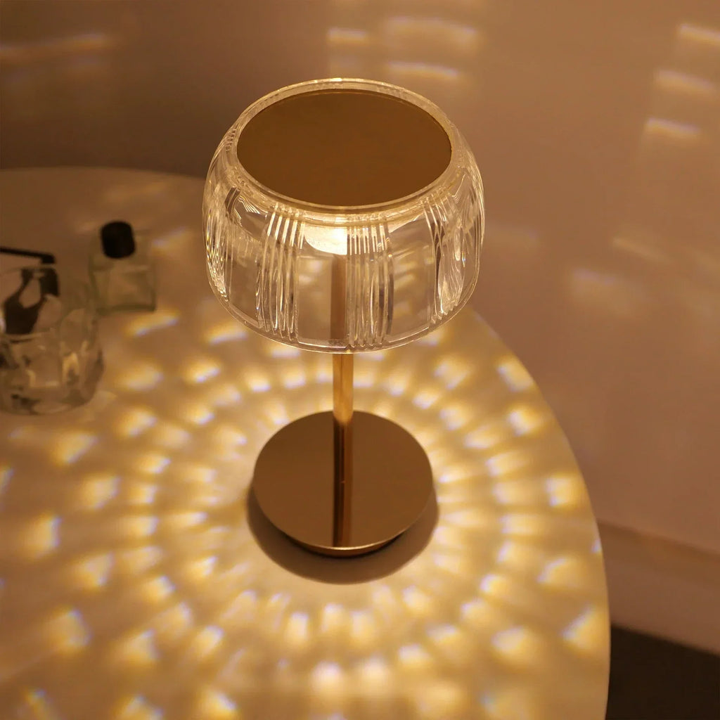 Złota Kryształowa Lampa Stołowa z Regulacją Jasności i Funkcją Ładowania