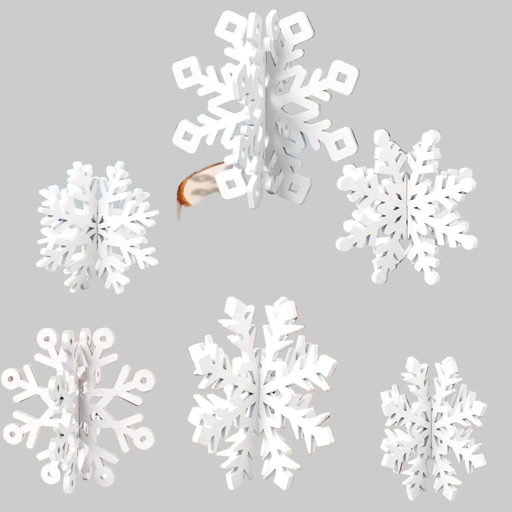 SnowyGlow – 6-elementowy Zestaw Drewnianych Ornamentów na Stół Bożonarodzeniowy