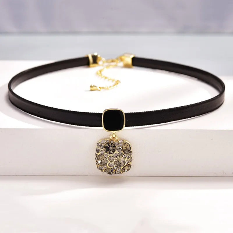 Geometric Necklace with Crystals