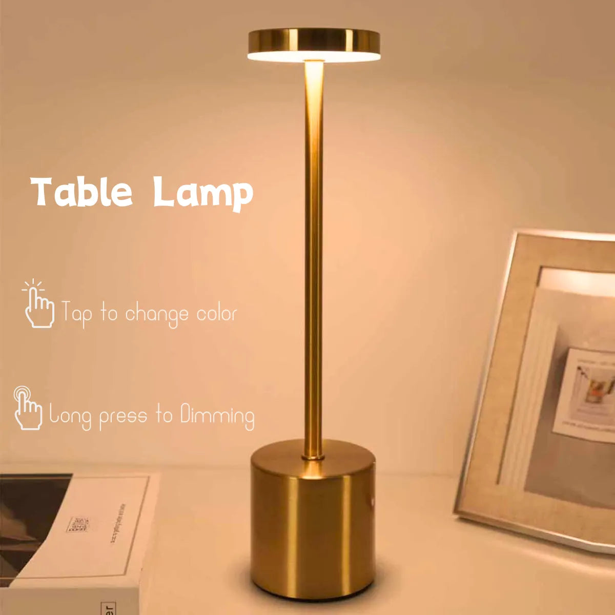 Bezprzewodowa metalowa lampa LED do użytku na stole - LumiMetal