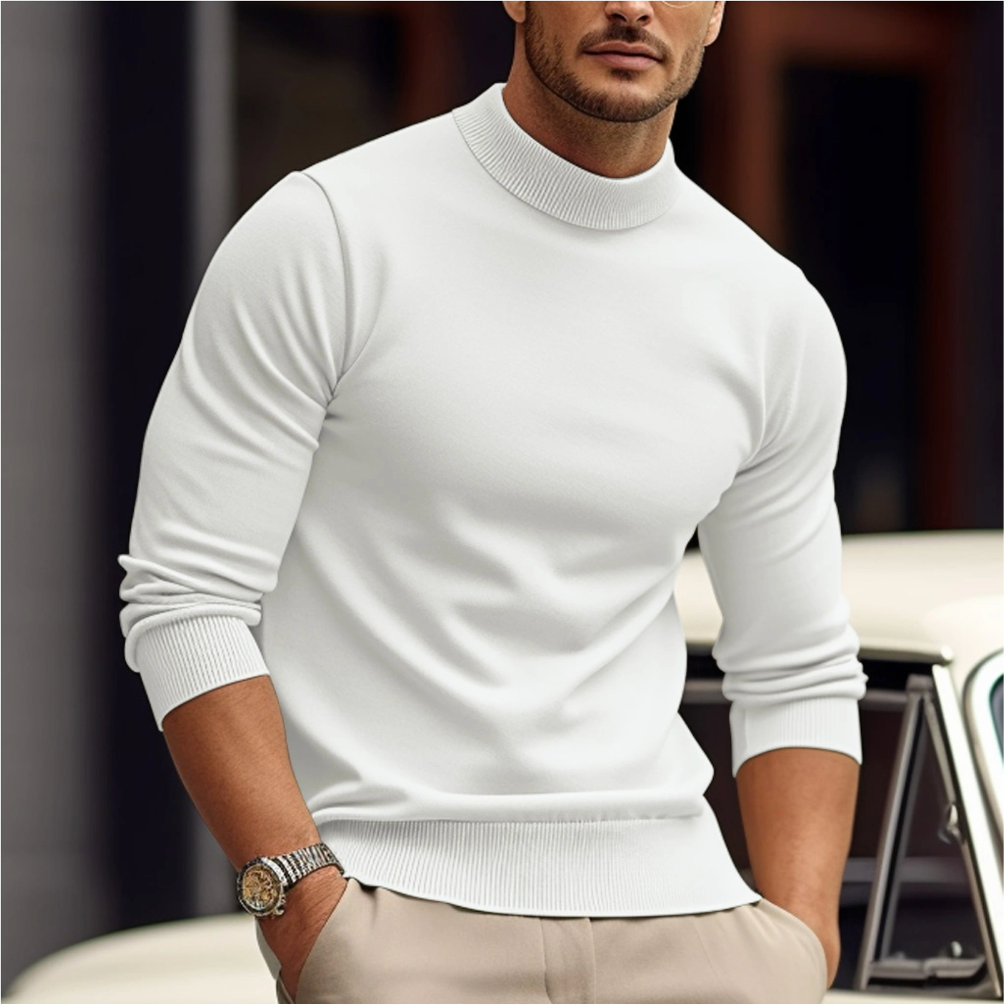VICTOR - Nowoczesny Elegancki Sweter z Wełny