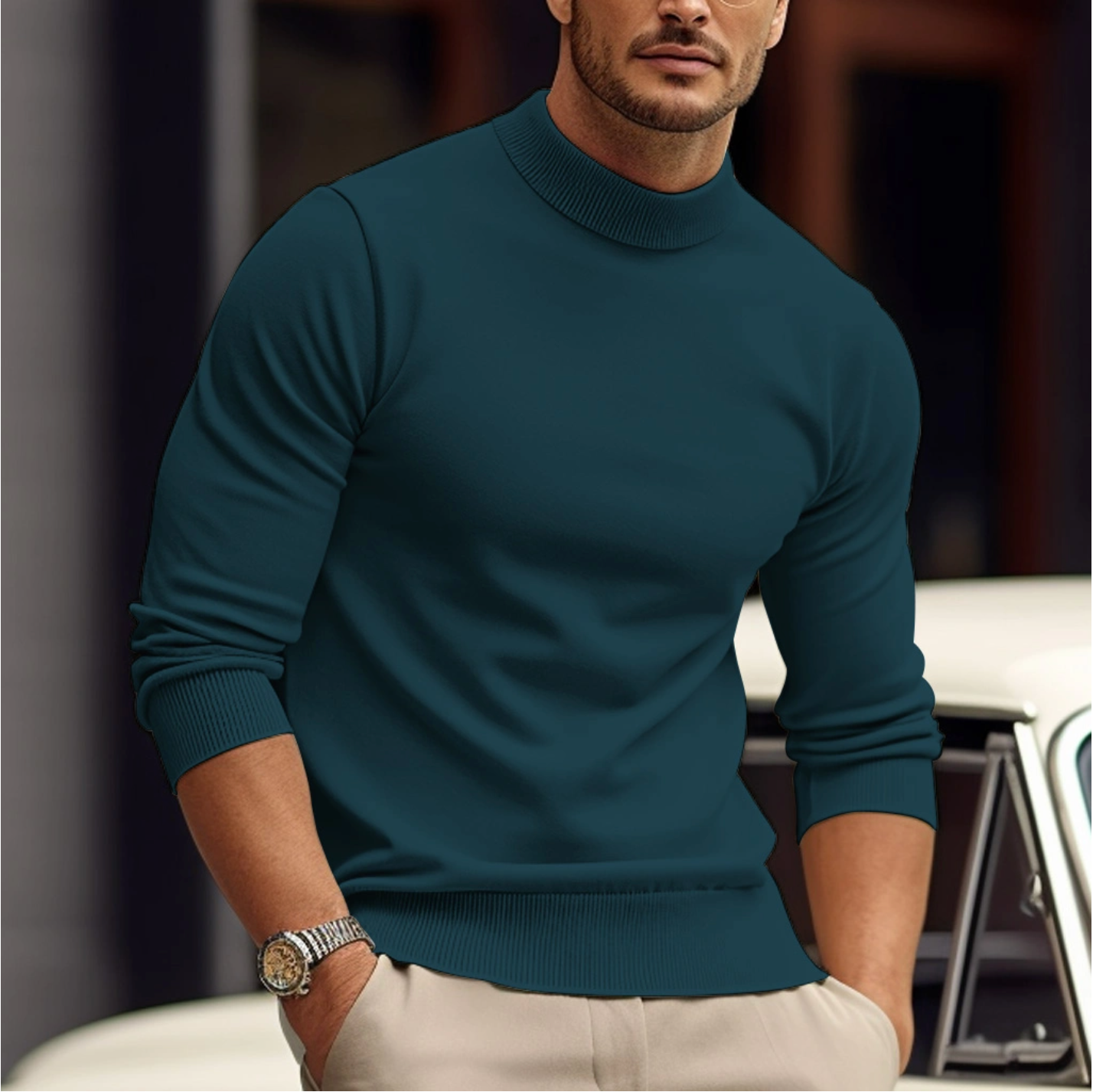 VICTOR - Nowoczesny Elegancki Sweter z Wełny