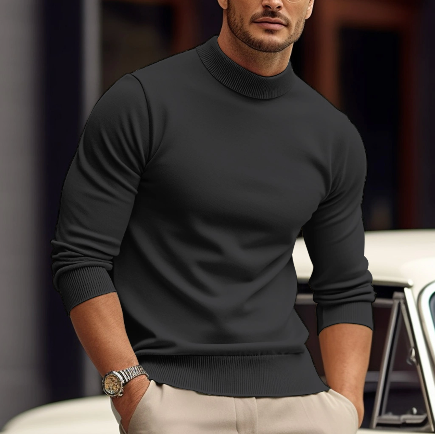 VICTOR - Nowoczesny Elegancki Sweter z Wełny