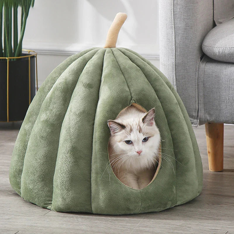 PumpkinPaws | Ciepłe i Przytulne Łóżko dla Kota na Zimowe Dni