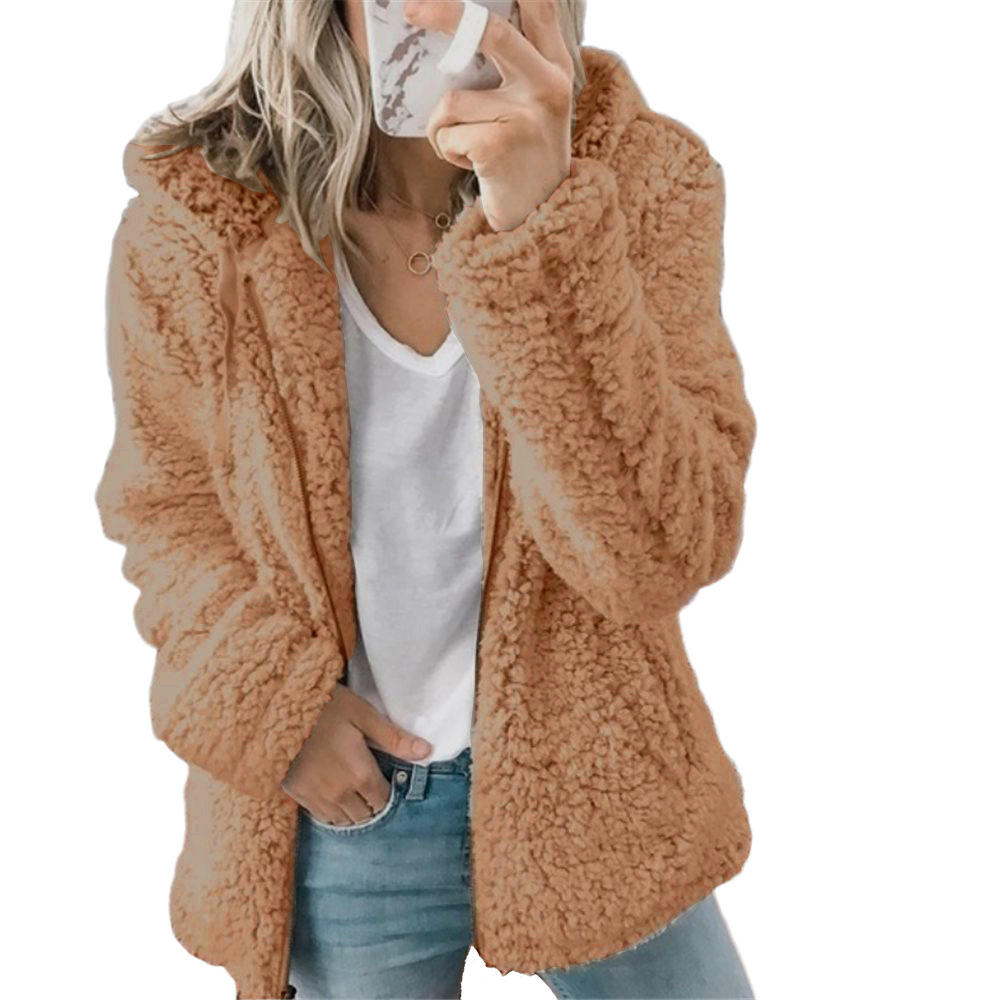W&W Moda Damska | Elegancki Płaszcz z Pluszowego Fleece: Miękki Płaszcz z Kieszeniami i Zapięciem na Zamek