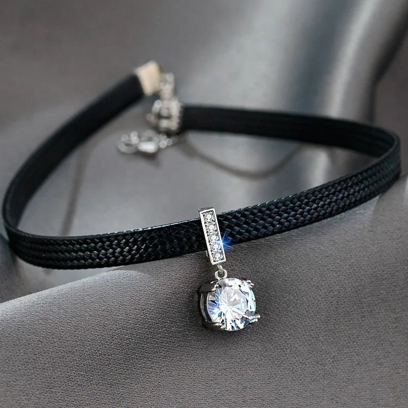 Geometric Necklace with Crystals