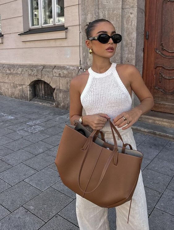 Stylowa Duża Torba Tote ze Skóry