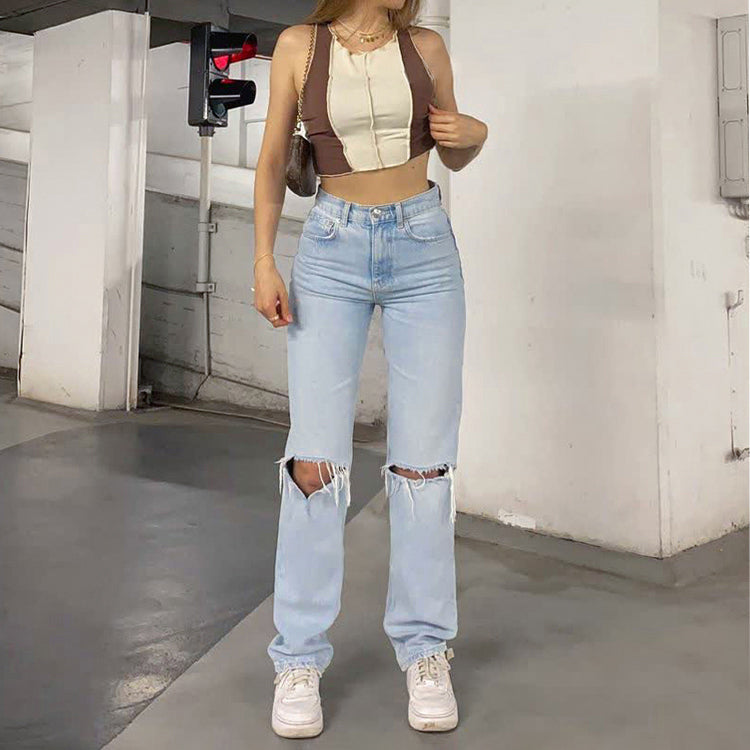 JACQUELINE – Luźne Jeansy Baggy z Wysokim Stanem
