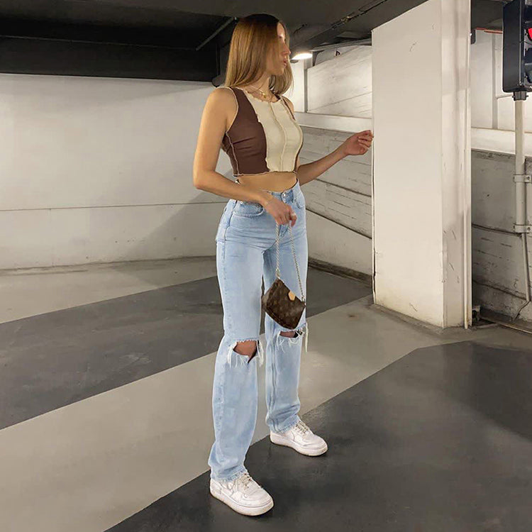 JACQUELINE – Luźne Jeansy Baggy z Wysokim Stanem