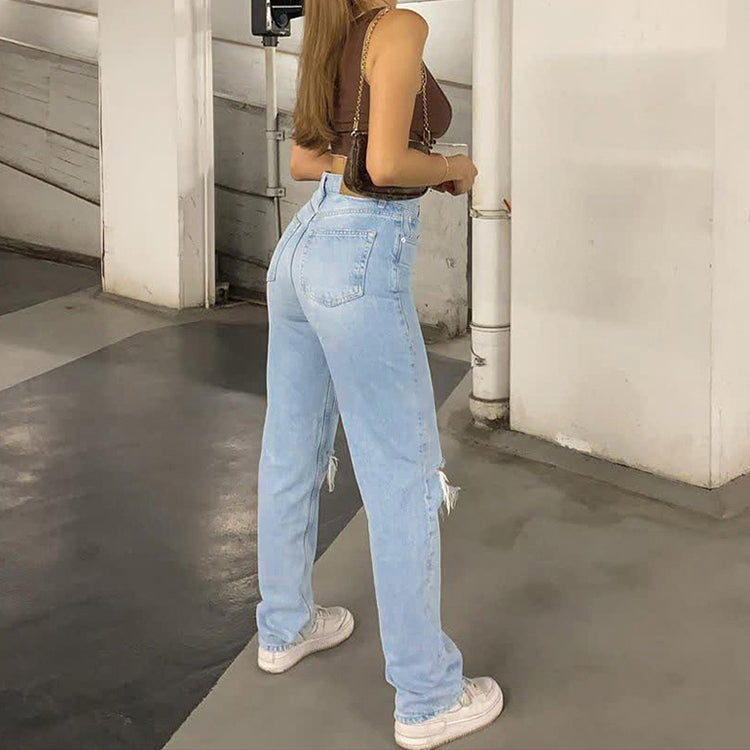 JACQUELINE – Luźne Jeansy Baggy z Wysokim Stanem