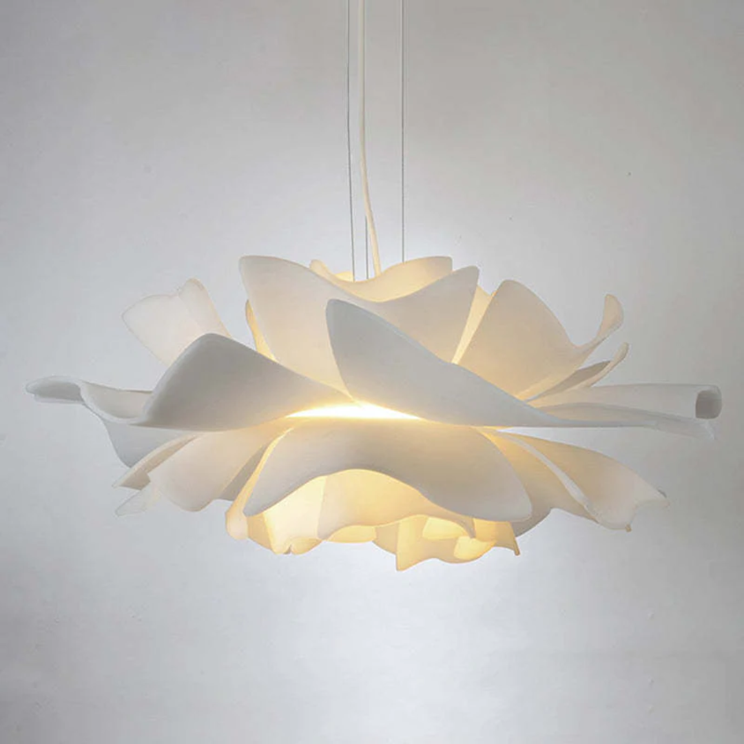 Metalowa Lampa Wisząca w Kwiatowy Wzór - Biała Sophia