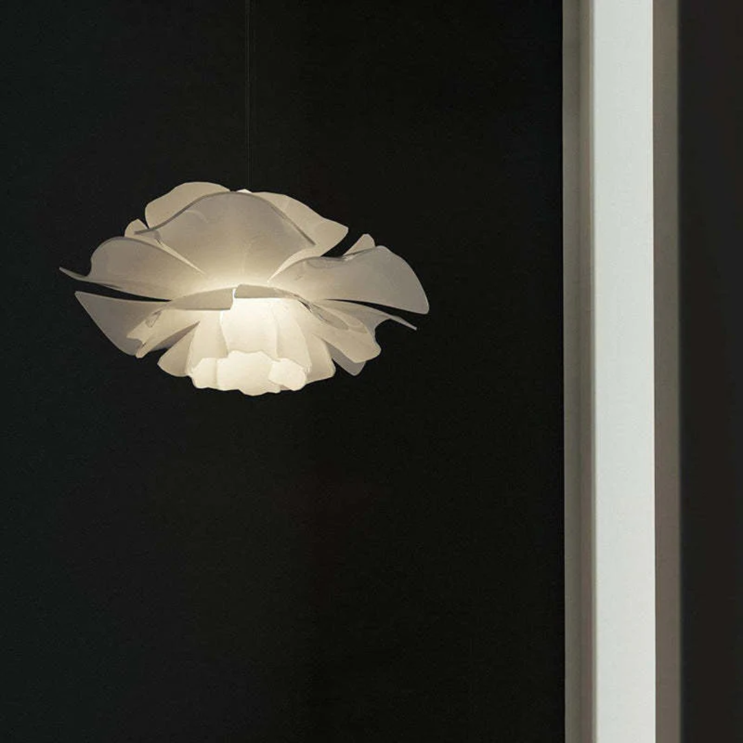 Metalowa Lampa Wisząca w Kwiatowy Wzór - Biała Sophia