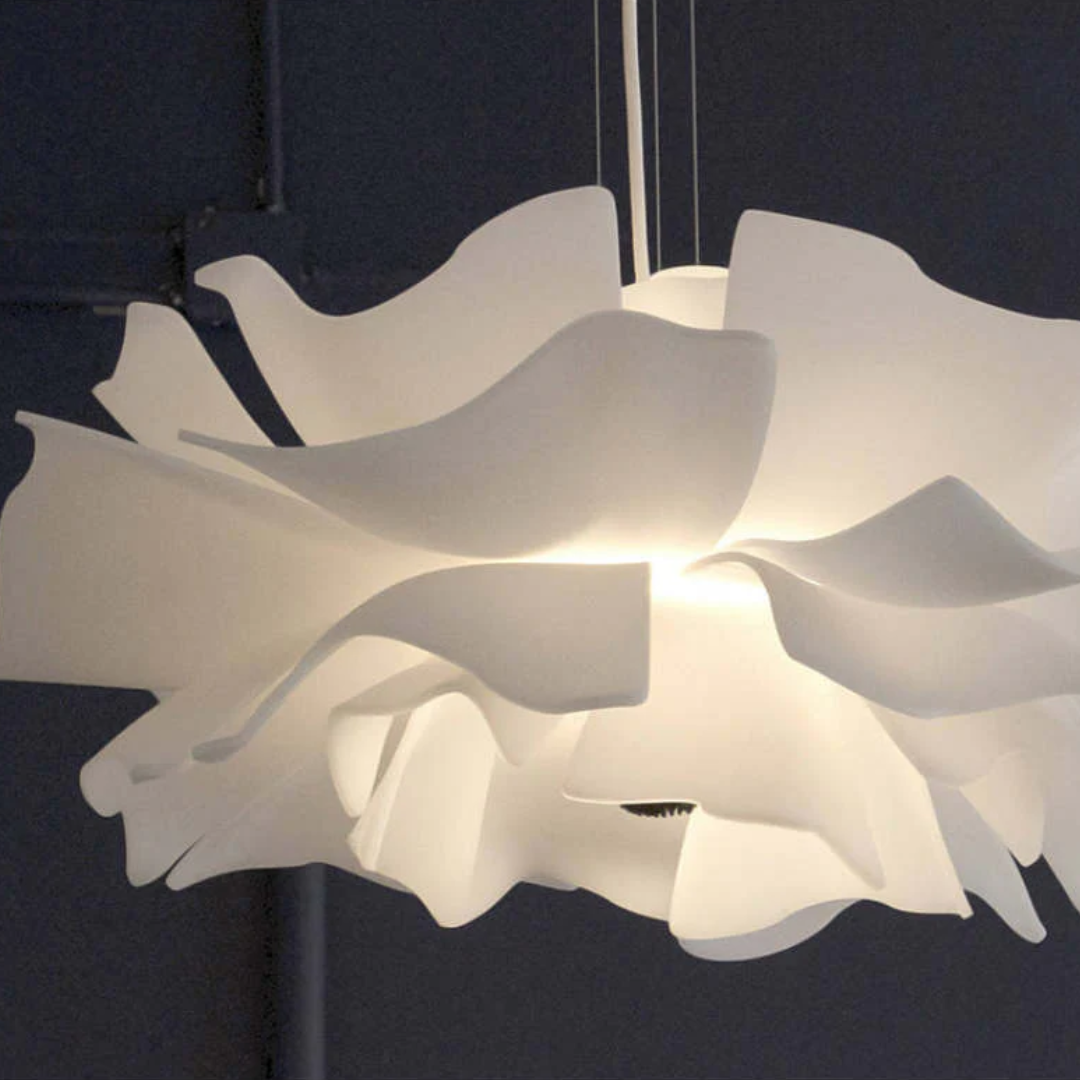 Metalowa Lampa Wisząca w Kwiatowy Wzór - Biała Sophia