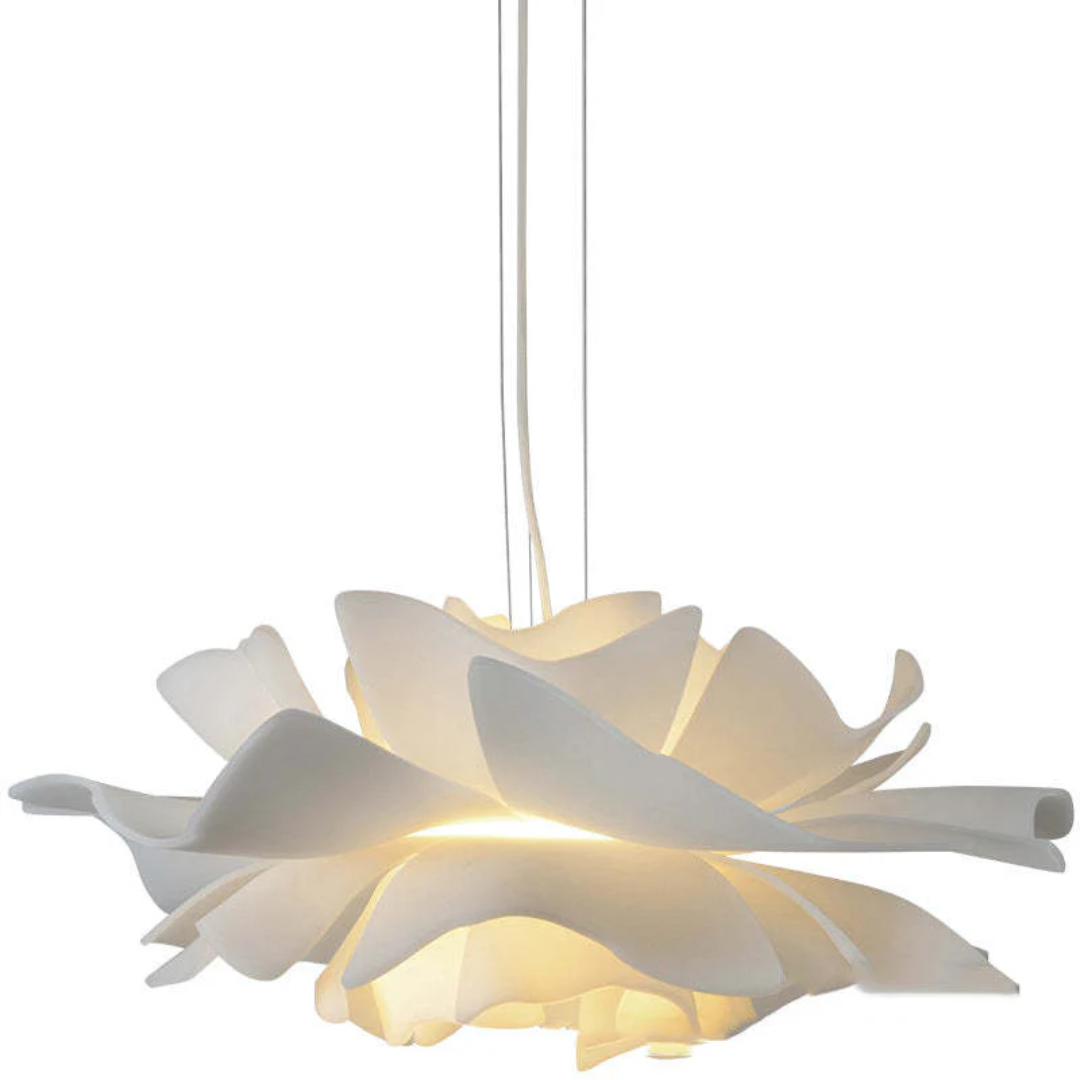 Metalowa Lampa Wisząca w Kwiatowy Wzór - Biała Sophia